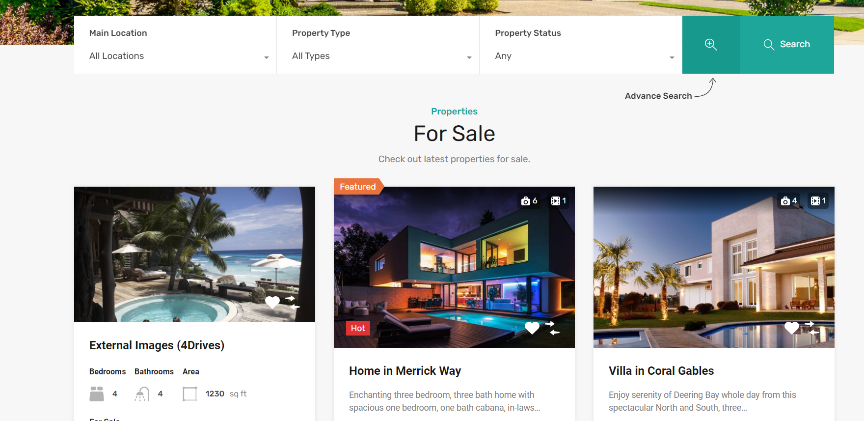 The 'Modern' design variation for Realhomes Pro real estate theme, working with External Images